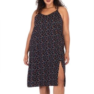 NWOT Bobeau Audrey Spaghetti-Strap Dress Black Floral Slip